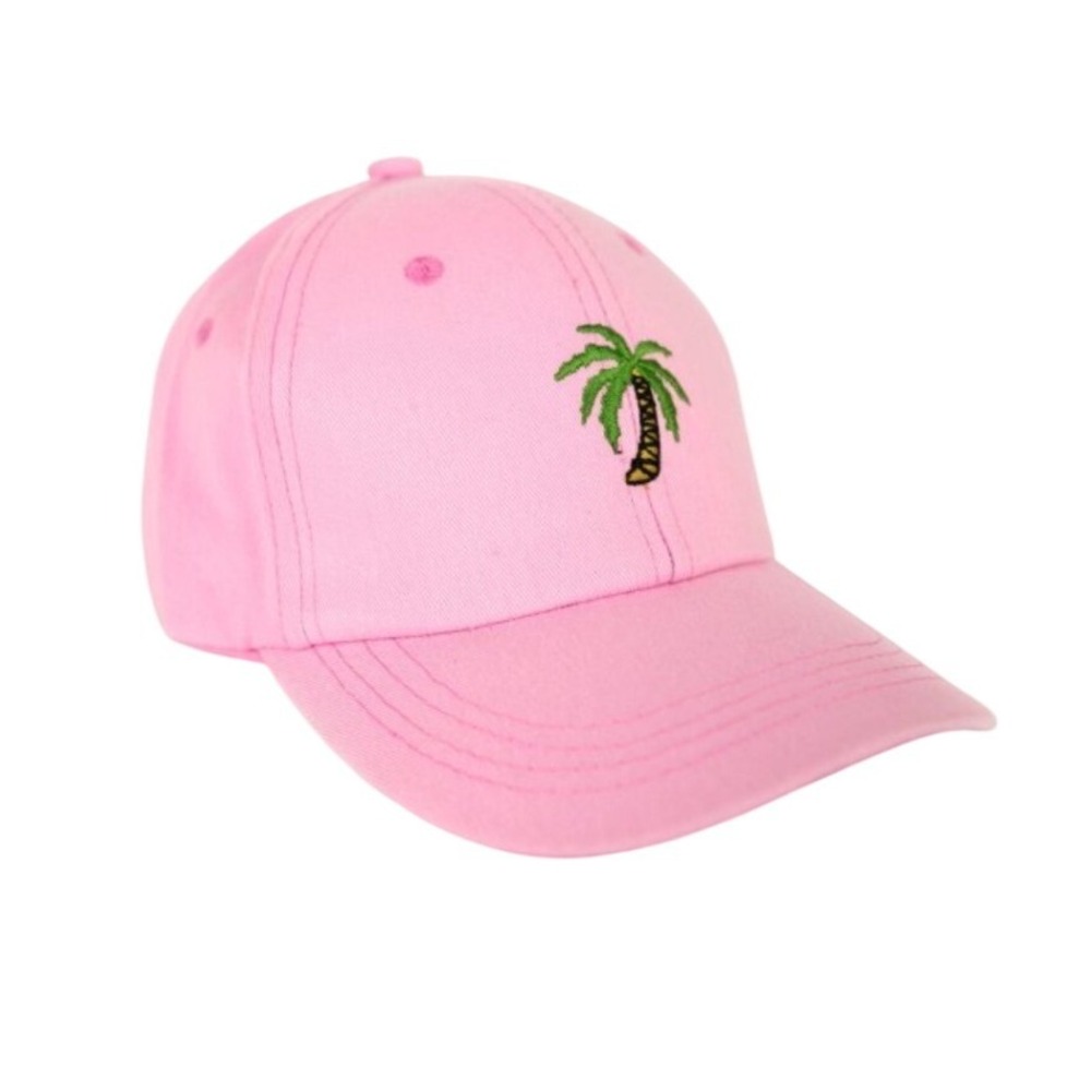 Kendall & James Pink Palm Tree Embroidered Baseball Cap Dad‎ Hat Adjustable NWT
